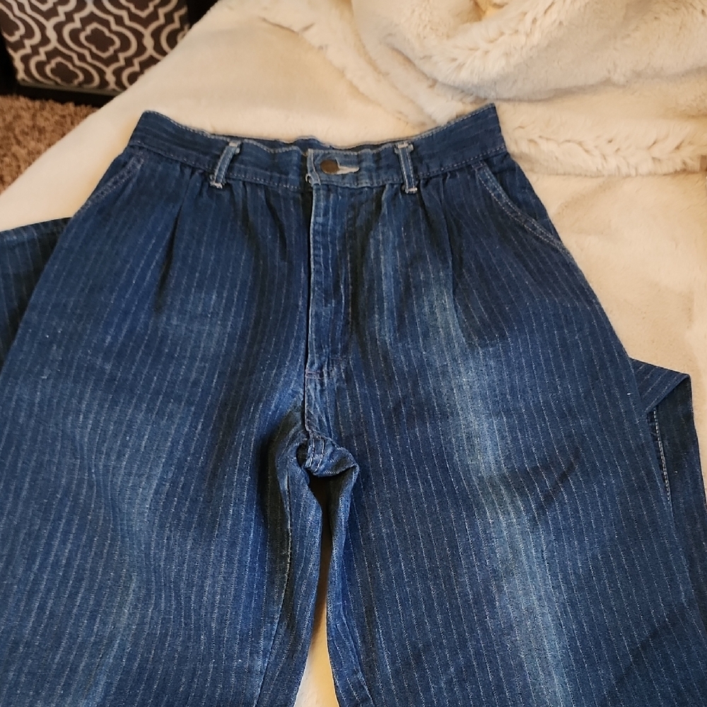 VINTAGE Lee Women's High Rise Blue Striped Jeans - Picture 5 of 10
